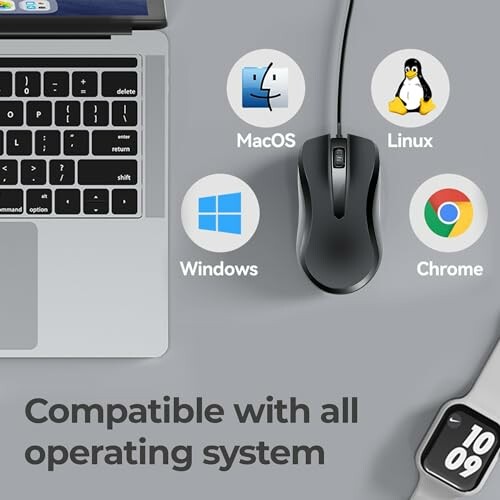 Computer mouse compatible with MacOS, Linux, Windows, Chrome.