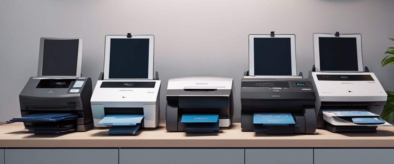 Array of office scanners diverse models