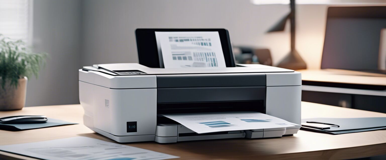 A printer and scanner on a modern workspace